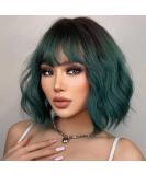 Testar 14 Inch Green Ombre Short Bob Wig with Ponytail - Shoulder Length Synthetic Cosplay Wig for Women | Everyday Colorful Style - Buy Online on GoSupps.com