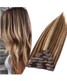 SEGO Clip-In Extensions - Real Human Hair Heat-Resistant 25 cm #4P27-1 Medium Brown/Honeyblond 100% Natural 75 g - Buy Online on GoSupps.com