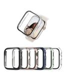 6 Pack Apple Watch Case Series 3/2/1 38mm w/ Tempered Glass Screen Protector - BHARVEST Hard PC Bumper Cover for Apple Watch Accessories (6 Colors) - Black, Starlight, Rose Gold, Blue, Light Cyan, Clear - Buy Online on GoSupps.com