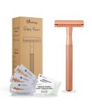 Bamboozy Safety Razor - Eco-Friendly Double Edge Razor for Men & Women - 20 Razor Blades Included - Stainless Steel - Rose Gold - Zero Waste Grooming - Buy Online on GoSupps.com