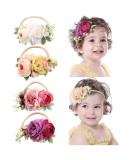 Cinaci 4 pieces delicate rose blossom super stretch nylon headbands hair bands accessories for baby girls newborns infants toddlers and children - Buy Online on GoSupps.com