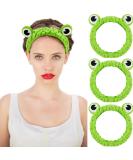 Cute Frog Headband Set for Girls and Women - 3 Pieces Funny Green Headbands for Face Washing, Shower, Spa, Yoga - Elastic Turban Hair Wrap - Buy Online on GoSupps.com