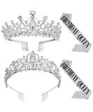 Zocone 4 Pack Crystal Rhinestone Bridal Tiara & Birthday Queen Sash - Silver Wedding Crown for Women, Flower Girls, Birthday Headband - Princess Crowns with Comb - Buy Online on GoSupps.com