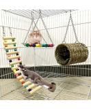 Ewolee Hamster Toys 3 Pack Ferret Toys Rat Cage Toys Hanging Ladder Hammock Swing for Small Animals Rat Hamster Gerbil Degu Guinea Pig Squirrel Ferret Parrot - Buy Online on GoSupps.com