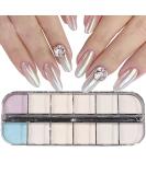 Chrome Nail Powder Aurora Mermaid Pearl Glitter - 12Grids, Iridescent Shell Holographic Manicure Pigment - Nail Art Design Decoration Accessory - Buy Online on GoSupps.com