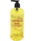 Sandalwood Rose Massage Oil 16 oz - Preservative Free Aromatherapy Oil with Sweet Almond & Jojoba Oils for Relaxation - Buy Online on GoSupps.com