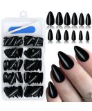 240Pcs Almond Press On Nails - Short Black Glossy Full Cover Fake Nails for Women & Girls | Artificial Acrylic Fingernails Design - Buy Online on GoSupps.com