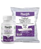 NewLife Naturals Boric Acid Suppositories 600mg w/Vaginal Applicators - 30 Suppositories & 16 Applicators - USA Made for Yeast Infection & BV - Buy Online on GoSupps.com