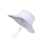 LANGZHEN Baby Girls Wide Brim Sun Protection Hat | Adjustable Toddler Kids Summer Play Hat with Chin Strap - White (6-12 Months) - Buy Online on GoSupps.com