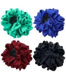 4 Pack Korean Ribbon Silk Chiffon Hair Claw Clips - Blue Black Burgundy Red Green Butterfly Octopus Large Rose Flower Bows - Women's Accessories - Buy Online on GoSupps.com