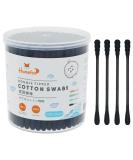 HOMEFOX Black Cotton Swabs - 200 Count Organic Double-Sided Charcoal Tips | Gentle & Chlorine-Free | Cruelty-Free | Round & Spiral Design - Buy Online on GoSupps.com