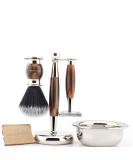 Jag Men's Shaving Set | Double Edge Safety Razor & Leather Case | Premium Black Synthetic Brush Bowl & Stand - International Shipping Available - Buy Online on GoSupps.com