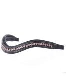 ExionPro Curved Padded Bling Crystal Leather Browband for Horse Bridles | Light Rose & Light Amethyst Crystal Decorated English Dressage Browband | Full Size Havana (Choco Brown) - Buy Online on GoSupps.com