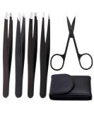 5-Ply Stainless Steel Tweezers Set for Eyelash Extensions & Hair Removal | Pointed Sloping Scissors + Leather Bag - International Shipping Available - Buy Online on GoSupps.com