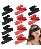 Prasacco Satin Eye Mask Set - 10 Adjustable Soft Blindfolds for Comfortable Sleep | Perfect for Couples & Adults - Black & Sun Red - Buy Online on GoSupps.com