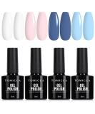 TOMICCA Gel Nail Polish Set - Pink, Baby Blue, French White, Pastel Colors - 4x8ML A116025 - Buy Online on GoSupps.com