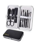 Professional 10pcs Manicure Set - Stainless Steel Nail Clippers & Pedicure Tools for Travel (Black/White) - Buy Online on GoSupps.com