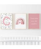 Pompom Prints Set of 3 Girls Bedroom Rainbow Nursery Scandi Boho Decor (8x10 Inch) - Buy Online on GoSupps.com