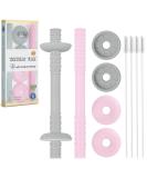 Teething Tube with Choke-Proof Safety Shield | Baby Hollow Teether Toys | Food-Grade Silicone | 3-12 Months | Boys & Girls | Includes 1 Pair & 4 Cleaning Brushes | Star & Moon Design | Pink & Grey - Buy Online on GoSupps.com