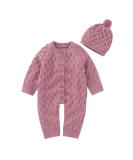 DovFanny Baby Romper Suit | Unisex Knit Jumpsuit with Hat | Warm Winter Outfit | 12-18 Months | Pink - Buy Online on GoSupps.com