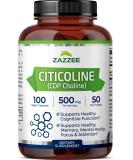Zazzee Citicoline CDP Choline 500 mg - 100 Capsules  - Buy Online on GoSupps.com
