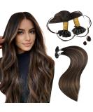 Moresoo Real Hair Bonding Extensions 35cm - U-Tip #2/6/2 Darkest Brown & Light Brown Ombre - 40g Keratin Bondings Invisible Hair Extensions - Buy Online on GoSupps.com