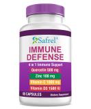Safrel Strong Immune Support: Quercetin 500mg, Zinc Picolinate 100mg, Vitamin C 1000mg, D3 1000IU - 60 Capsules | Made in USA | Vegan - Buy Online on GoSupps.com