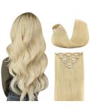 Real Hair Clip-In Extensions - Bleach Blonde 45cm 18 inch - 120g 7 Piece Remy Hair Extensions for Thick Natural Hair - Buy Online on GoSupps.com