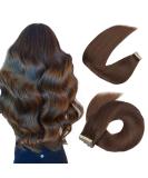 Hotlulana Dark Brown Tape Extensions - 20 Inch Real Hair 50g 100% Natural Invisible Skin Weft - 20pcs #2 - Buy Online on GoSupps.com