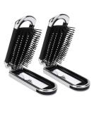 Portable Silver Mini Hairbrush & Travel Mirror Set - 2 Piece Folding Hair Styling Comb for All - Ideal for Men Women & Girls - Buy Online on GoSupps.com