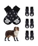 Grantop 4 pairs indoor anti-slip socks for dogs anti-slip paw protectors dog socks anti-slip socks dog with Velcro fastener for indoor use on hardwood floors (L black) l black - Buy Online on GoSupps.com