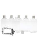 Baire Bottles 8 oz Refillable Plastic Bottles 6 Pack - Squeeze Top Hand-Press Lids for Hand Soap, Shower, Lotion - BPA Free PET, Clear with White Disc Damask Labels - Buy Online on GoSupps.com