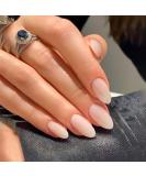 Buy Press on Nails Almond Short - Pink White Ombre Acrylic Fake Nails with Glue | Glossy Reusable Stick on Nails for Women - Buy Online on GoSupps.com