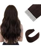 Sixstarhair Tape Extensions - 20Pcs 50g 45cm Real Remy Hair Dark Brown #2 Invisible Tape Ins for Thick Volume Ideal for Cancer Wigs - Buy Online on GoSupps.com