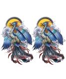 Oottati Waterproof Fake Temporary Tattoos Stickers - 2 Sheets Blue Phoenix Feather Design for Men and Women - Buy Online on GoSupps.com