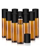 Essential Oil Roller Bottles - 10 Pack 10ml Amber Glass with Leak Guard & Stainless Steel Roller Balls - Buy Online on GoSupps.com