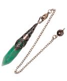 Kyeygwo Green Aventurine Reiki Healing Stone Pendulum Necklace | Vintage Chain Gemstone Quartz for Divination & Meditation - Perfect for Men & Women - Buy Online on GoSupps.com