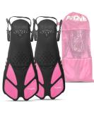 PRODIVE Adjustable Open-Heel Snorkel & Swim Fins - Short-Blade Flippers for Swimming & Diving - Pink S/M - Buy Online on GoSupps.com