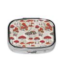 Red Mushrooms Print Square Pill Box | Mini Metal Medicine Storage | Perfect for Travel | One Size - Buy Online on GoSupps.com