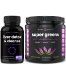 Liver Cleanse Detox Capsules & Super Greens Antioxidant Superfood Powder Bundle - Buy Online on GoSupps.com