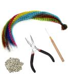 50 Pieces Colored Hair Extensions Kits Synthetic Hair Extension for Women Synthetic Hair Feather False Hair Extension Fashion Hairpieces with 100 Beads Pliers Hook Cosplay Party Hair Accessories - Buy Online on GoSupps.com