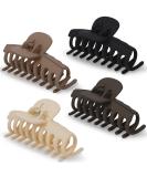 Muted Hair Claw Clips Set for Women and Girls - 4PCS Medium to Big Size Non-Slip Grip in Black, Brown, Beige, and Cream - Buy Online on GoSupps.com