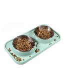 L.D.Dog Cat Food Bowls - Non-Skid Silicone Pads, Stainless Steel Dishes for Cats & Small Dogs - Aquamarine - Buy Online on GoSupps.com