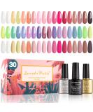 Buy Lavender Violets Gel Nail Polish Kit - 30 Soak-off UV LED Colors in Pink Brown White | Base Matte & Glossy Top Coat - Buy Online on GoSupps.com