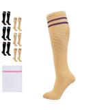360 RELIEF - Flight Compression Socks Supports | Blood Circulation Travel Work XXL Beige with 2 Plum Purple lines - Buy Online on GoSupps.com