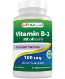 Best Naturals Vitamin B2 (Riboflavin) 100 mg 180 Tablets - Premium Formula - 3rd Party Lab Tested - Buy Online on GoSupps.com