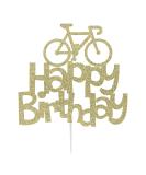 LissieLou Bicycle Style Happy Birthday Cake Topper Decoration in Gold Made in the UK - Buy Online on GoSupps.com