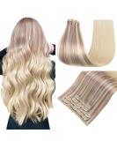 Easyouth Ombre Clip In Extensions - 20 Remy Real Hair Ash Blonde & Platinum 70g (5pcs) - International Shipping - Buy Online on GoSupps.com