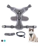 Fineasy Adjustable Cat Dishes & Leash Set - Outbreak-Proof Harness for Cats & Kittens - Gray Medium - Buy Online on GoSupps.com