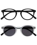 Opulize Zen 2 Pack Reading Glasses +2.00 Diopters with Sun Readers - Stylish Black Crystal for Men & Women - Buy Online on GoSupps.com